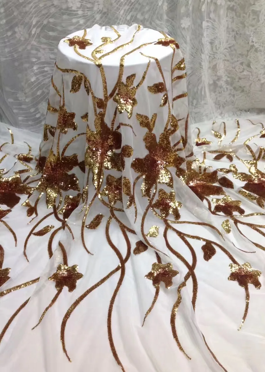 

Free shipping african lace fabric high quality french guipure lace fabric new arrival sequins lace fabric for party