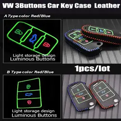 1 шт. 3 кнопки световой авто ключ сумка для ключей кожаный чехол ключ автомобиля дистанционного чехол для VW Passat B6 B7 CC Golf Jetta MK5 MK6