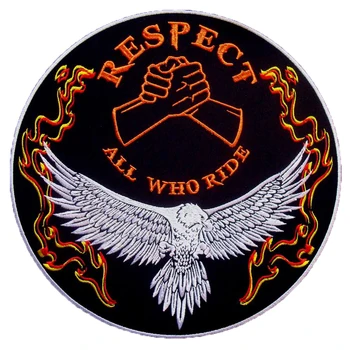 

Respect all who ride patch embroidery iron on eagle motorcycle large patch for jacket