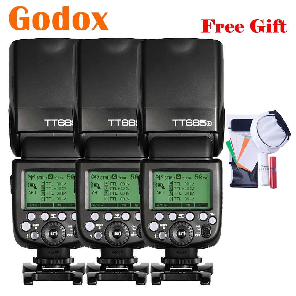 3x Godox TT685 TT685N 2.4G TTL Speedlite High Speed Camera Flash