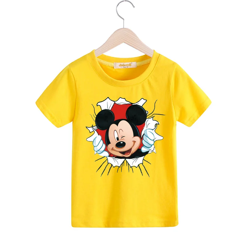 Girls Cartoon Mickey Print Tshirts Kids Summer Short Sleeve T-shirts Boys Cotton Tees Top Costume Children Clothing Baby TX149 (2)