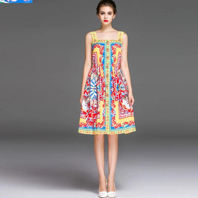 

Women's 2016 spring and summer new arrival fashion print one-piece dress