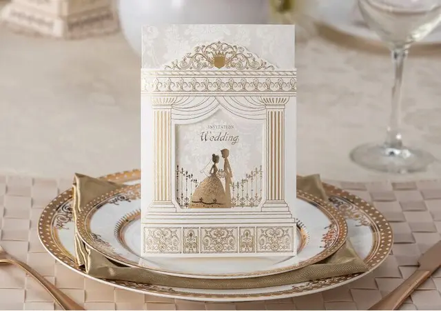 High Quality Wedding Invitation Card 170 113mm Amazing Palace High Quality Wedding Invitation Card 170 113mm Amazing Palace Design 100pcs Lot With