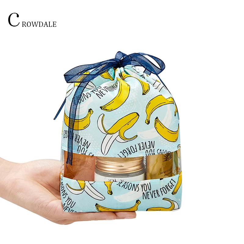 

CROWDALE Drawstring Mini Cosmetic Bag Waterproof Summer New Style Multicolor Transparent Personality Design Casual Pockets Packs