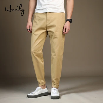 

HMILY 2019 Spring Summer New Casual Pants Men Cotton Slim Fit Fashion Trousers Male Brand Clothing Plus Size FOR MALE