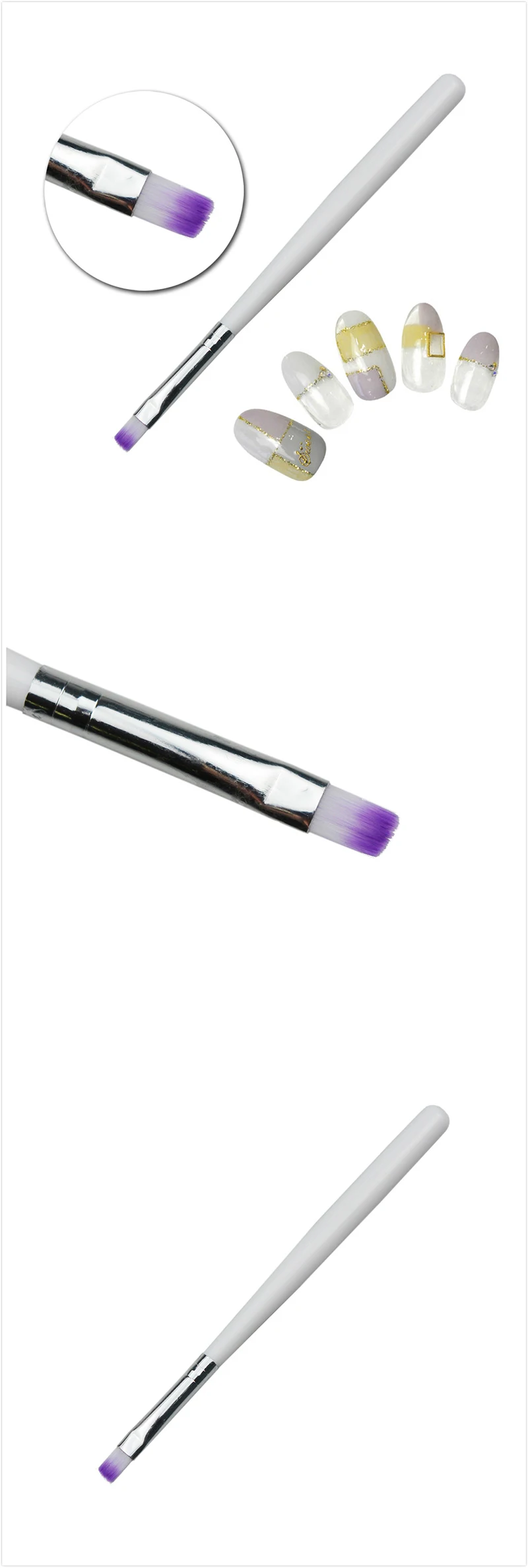Профессиональная 1 шт УФ-Гелевая некоррозионная ручка для рисования ногтей, кисти для маникюра, инструмент для поделок, градиентная фиолетовая плоская кисть