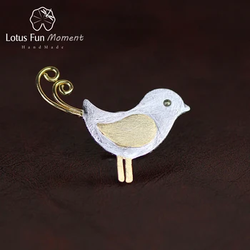 

Lotus Fun Moment Real 925 Sterling Silver Designer Handmade Fashion Jewelry Adorable Little Jay Bird Brooches Pin Badge Broche
