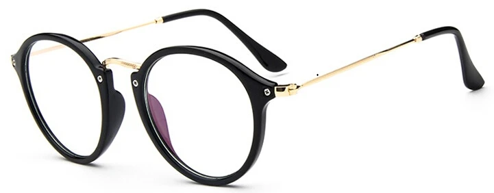 Ретро женские очки оправа мужские очки оправа винтажные круглые прозрачные линзы очки Оптическая оправа для очков - Цвет оправы: Black