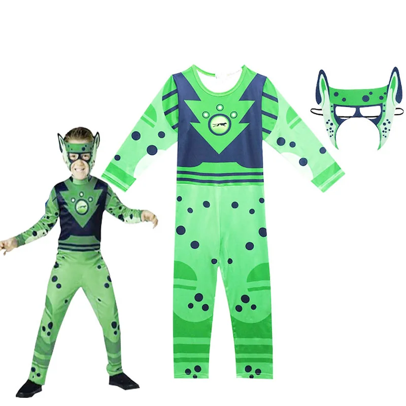 

Children's Green Jumpsuit cosplay Dubai Clothing Brothers Halloween Show Costume Baby Girl Boy Wild kratts Kids Clothing Set