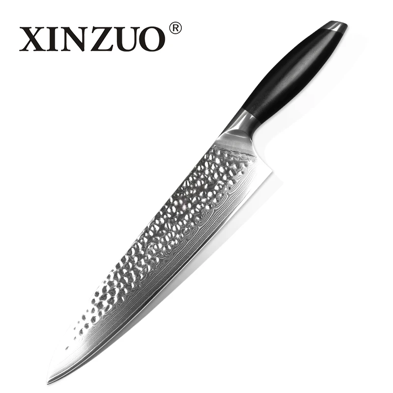 

XINZUO 10 inch Chef Knife 10Cr15CoMoV Core High Carbon 67 layer Damascus Kitchen Knives Sashimi Sushi Knife Excellent G10 Handle