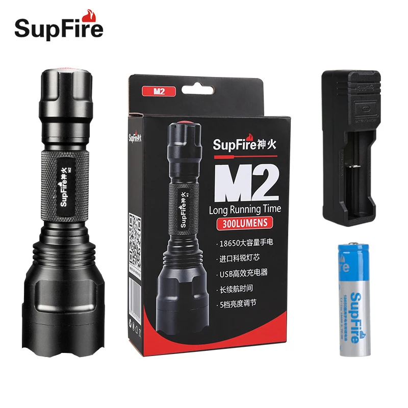 

Supfire LED Flashlight M2 Tactical Light Hand Lamp 18650 Flash Light for Fenix Imalent Convoy Sofirn Olight Linterna Torch S028