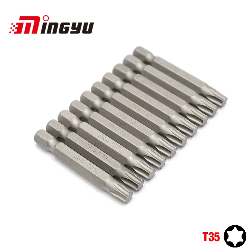 10 шт. 1/" 50 мм Torx T35 отвертка бит Набор инструментов ремонтные Отвертки Набор шестигранным хвостовиком сверло для Мощность бытовые ручные инструменты