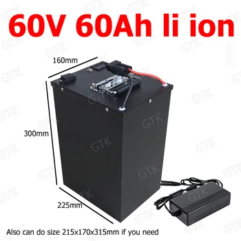 

GTK 60v 60ah lithium ion battery BMS 16s li ion for 6000W bike Tricycle scooter motorcycle Lead acid replacement + 10A charger