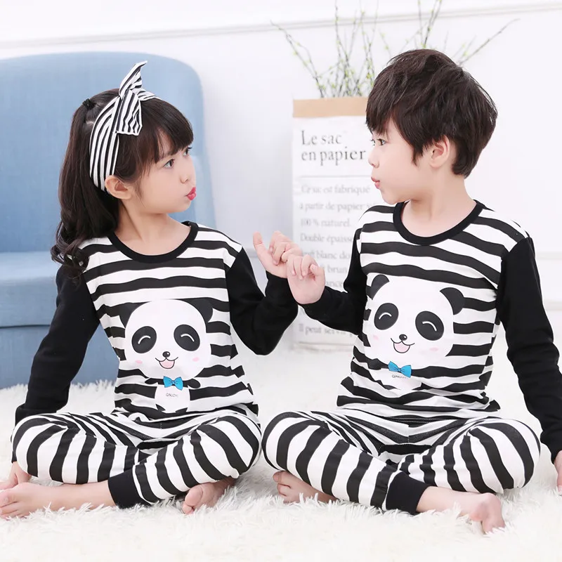 Детские пижамные комплекты; одежда для маленьких девочек; одежда для сна с изображением панды для мальчиков; детская хлопковая домашняя одежда; пижамы; детская одежда для сна; пижамы для малышей - Цвет: R-19