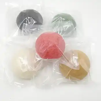 100Pc 70*40 semicircle dry natural giantarum konjac sponge konnyaku for facial cleansing, exfoliator, bathing washing puff