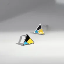 Lidavi 925 серебро Корейская версия стильные маленькие цветные треугольные серьги темперамент персонализированные серьги ювелирные изделия VES6198