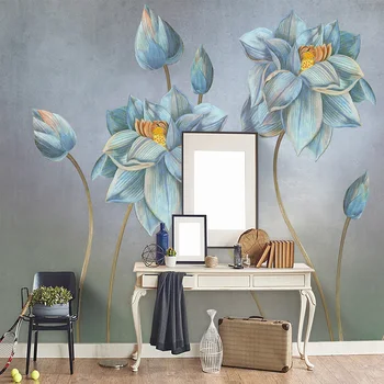 

Hand-painted Oil Painting Flower Retro Nordic Minimalist Living Room Sofa Background Wall Home Decoration Wallpaper Custom Mural