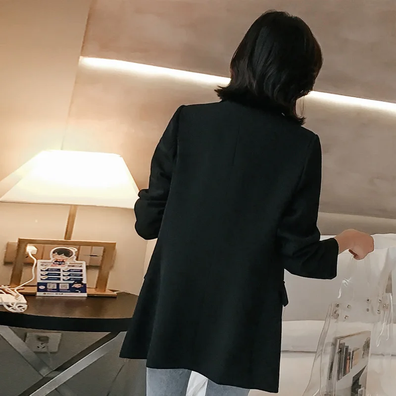 Korean Style Embroidery Casual Blazer Women 2019 Spring Autumn Double Breasted Coat Letter Women Blazers and Jackets AO944