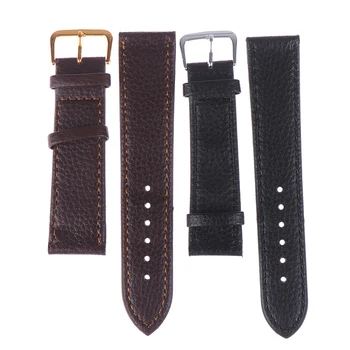 

1Pcs 12-22mm Black Brown Watchband Litchi Stripe Pu Leather Watch Strap