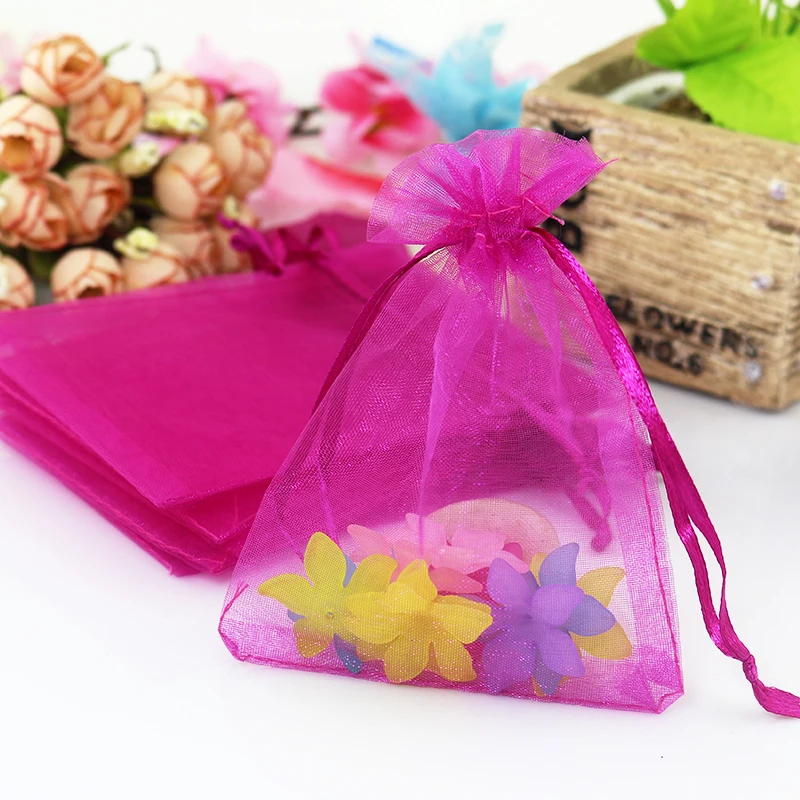 Free Shipping 100pcs 5x7cm small organza gift bags Organza drawstring Pouches Wedding Favour
