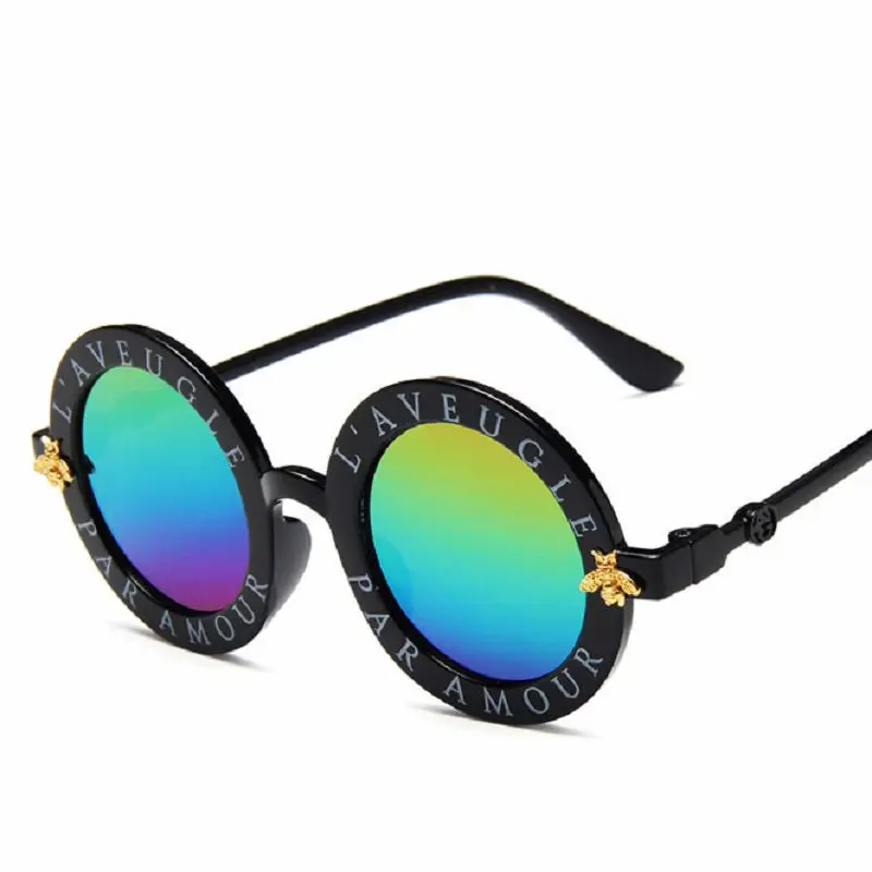 Детские солнцезащитные очки милые круглые маленькие солнцезащитные очки Украшенные пчелами UV400 пластиковые спортивные солнцезащитные очки для маленьких девочек очки для мальчиков - Цвет линз: Childrens sunglasse