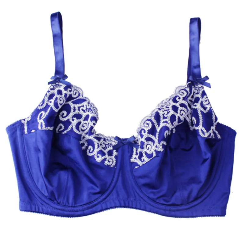 Women Unlined Printed Bra Plus Size Embroidery Full Cup Bra #BW1194