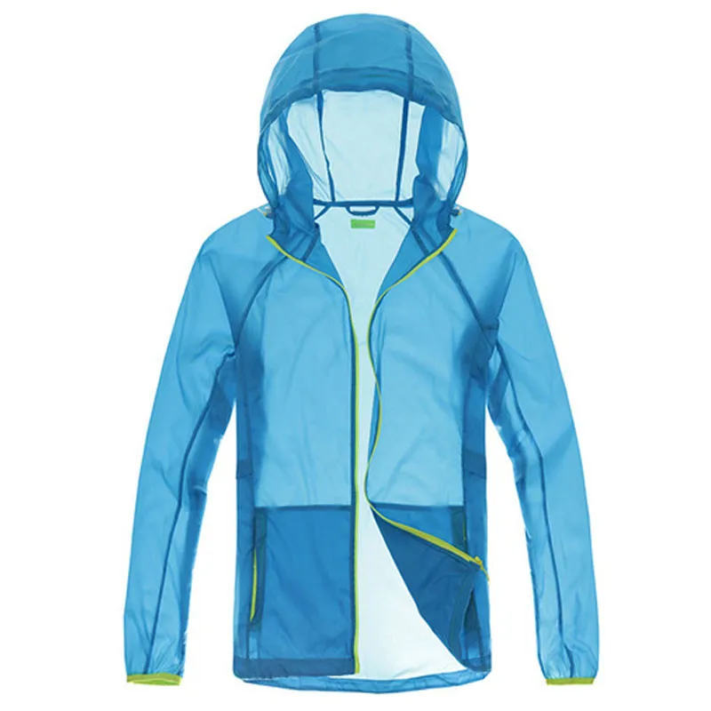 

Outdoor Men Summer Quick Dry Camping Jacket Solid Transparent Contrast Color UV Ultralight Hiking Coat