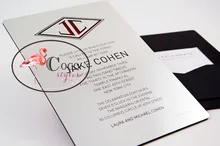 luxury silver mirror acrylic invitation card with black printing