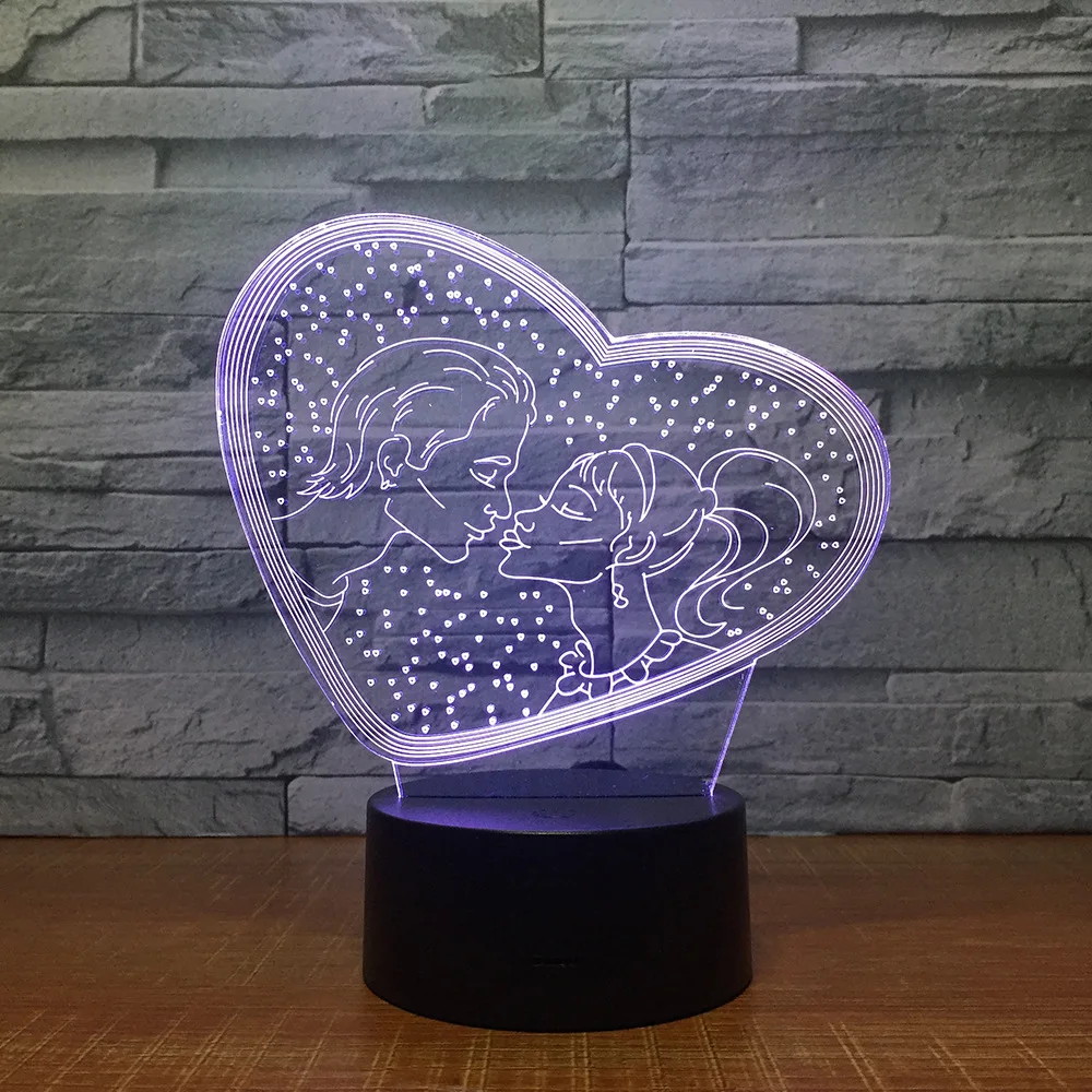 Я тебя люблю Сладкий Любовник Сердце 3D светодиодный USB лампа Романтический декоративные цветные ночник подруге подарок на день матери прямая