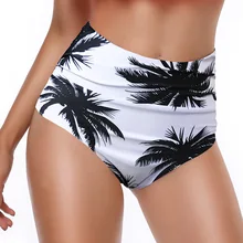 Women Retro Floral High Waist Bikini Bottoms Swimwear Bottom Swimming Trunks Thongs Beachwear Tropic Womens Swim Shorts