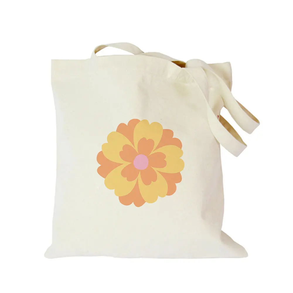 

custom logo oec bag floral print canvas cotton tote recycle foldable shopping carritos para la compra bolsas de tela reusable