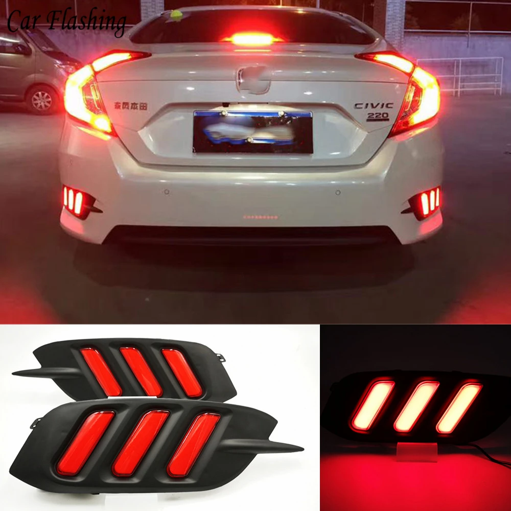 2 шт. для Honda Civic 2016 2017 2018 светодиодные дневные ходовые огни Задний бампер