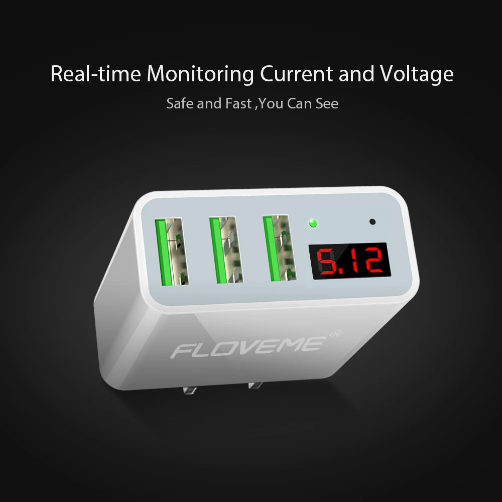 FLOVEME 5V3A LED عرض 3 منافذ USB شاحن آيفون X Xs ماكس العالمي سريع شحن الهاتف المحمول شاحن هواتف xiaomi هواوي