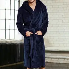 1 шт. мужской зимний Теплый удлиненный коралловый плюшевый Халат с капюшоном, длинный рукав, халат размера плюс, пижама FPW9160