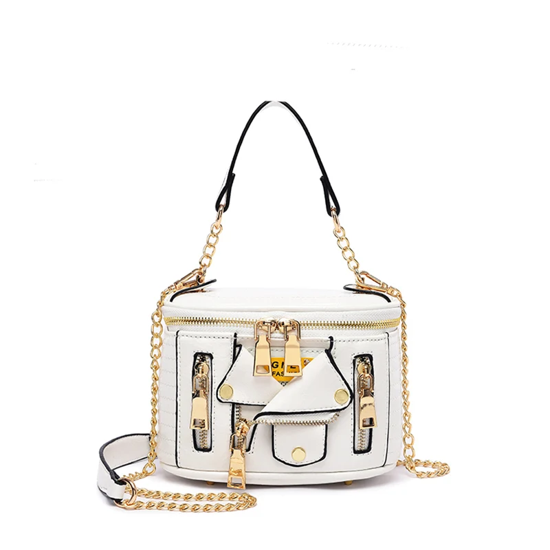 Европейская модная простая женская дизайнерская сумка из искусственной кожи высокого качества на одно плечо qq509 - Цвет: Белый