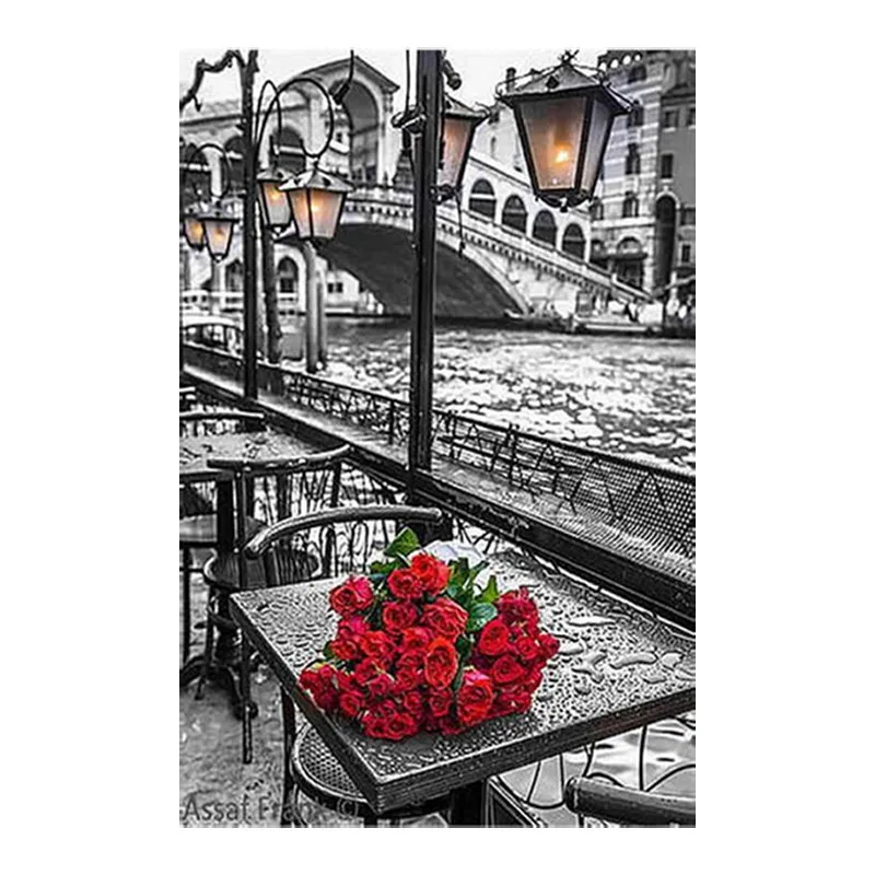 New Arrival Diamond Embroidery Flowers Pastoral Resin Particle Mosaic Landscape Home Painting Full Square