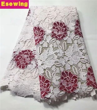 

White Red New Arrival High Quatily Mixed color water soluble lace African Cord Lace Fabric Guipure Lace Fabrics For Women party