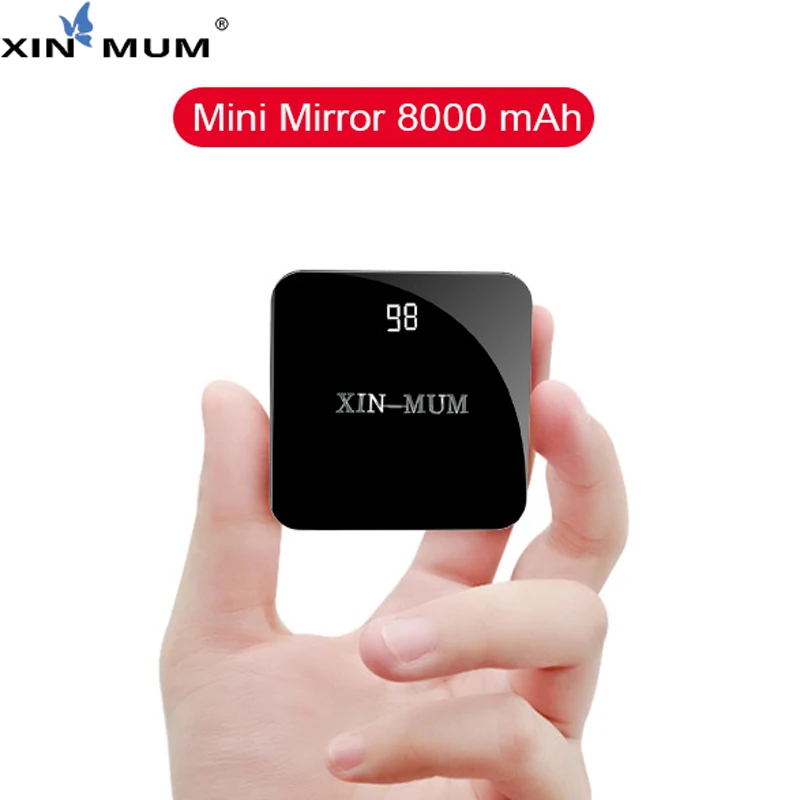 

XIN-MUM Mini Power Bank 8000mah Portable Charger Dual USB External Battery LCD Display For iPhone Samsung Xiaomi Slim Powerbank
