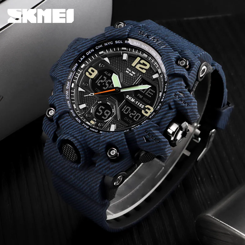 Online Relojes deportivos SKMEI de lujo estilo vaquero reloj de cuarzo Digital de moda para hombre reloj de pulsera militar impermeable reloj