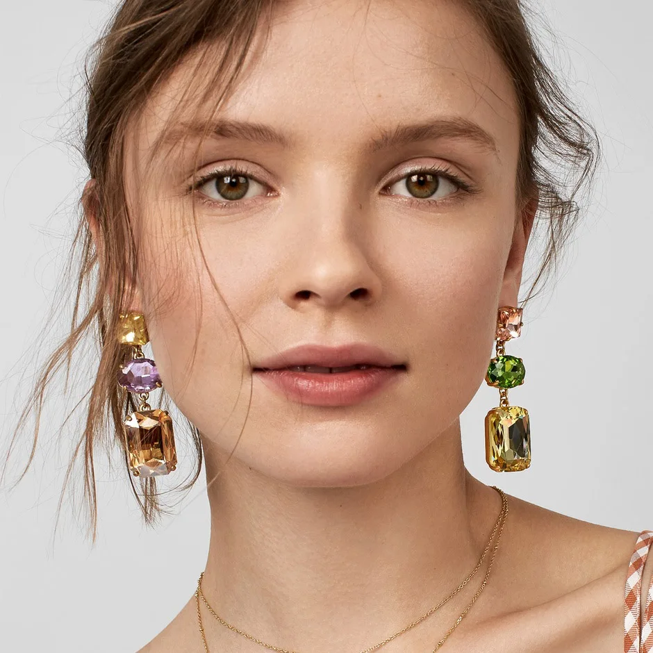 

Elegant Multicolor Crystal Drop Earring Classic Charm Statement Jewelry Big Earrings For Women Wholesale
