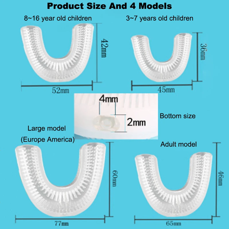 360 u-образная сменная щетка, Умная автоматическая ультразвуковая зубная щетка, сменная силиконовая головка