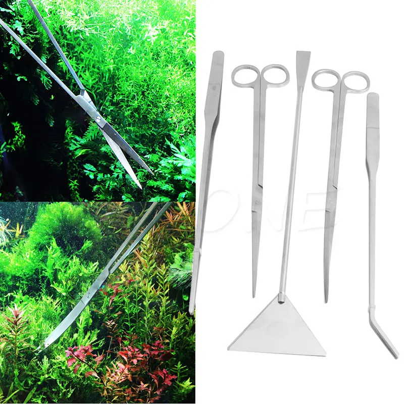 

3/5Pcs Marine Aquarium Live Plants Long Handle Tweezers Scissors Maintenance Set Tool Elegant
