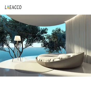 

Laeacco Natural Balcony Sofa Lamp Sea Scenic Photography Backgrounds Custom Camera Photographic Backdrops For Photo Studio