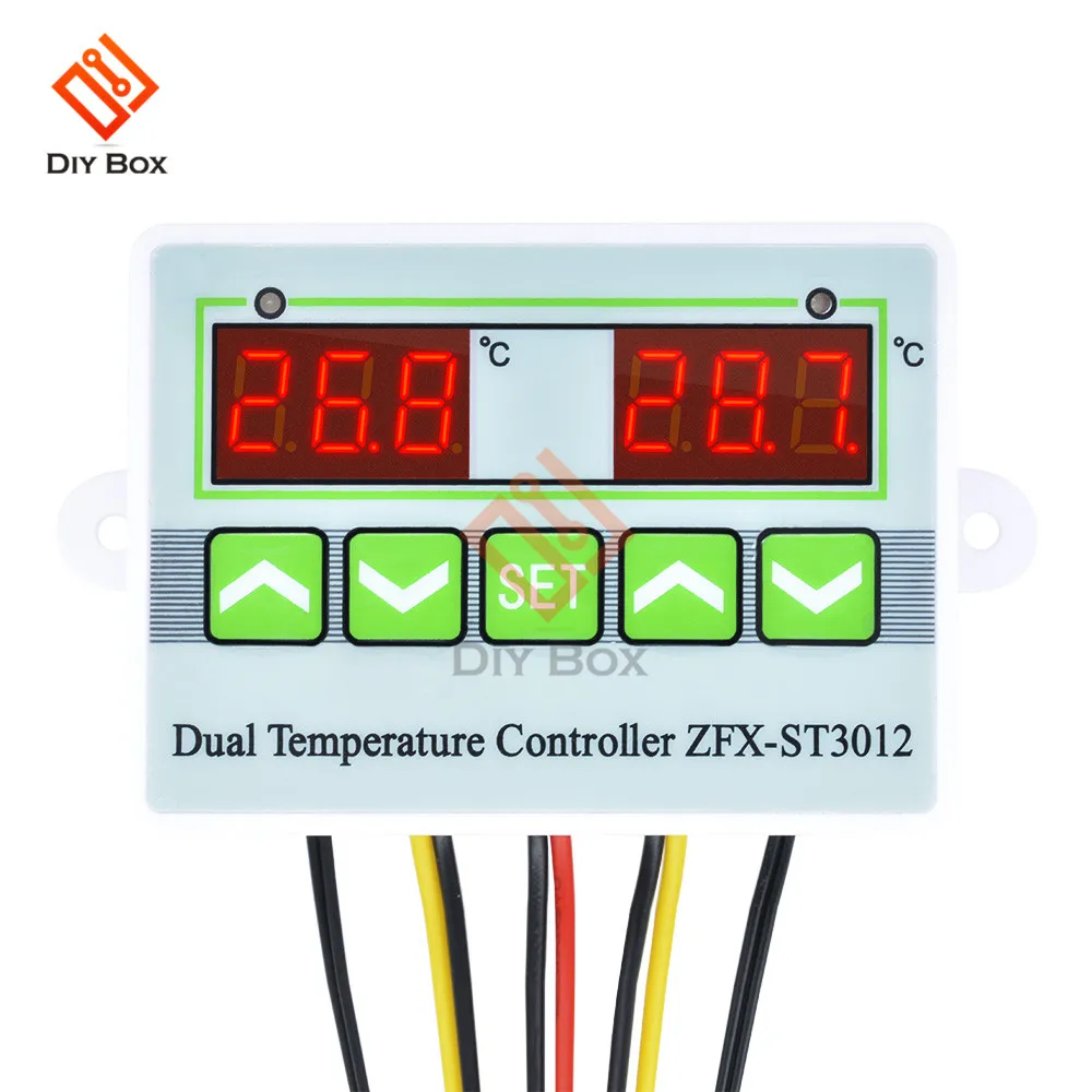 ST3012 цифровой светодиодный двойной термометр AC 110 220 V DC 12 V 24 V Температура Управление; термостат для инкубатора микрокомпьютер Управление