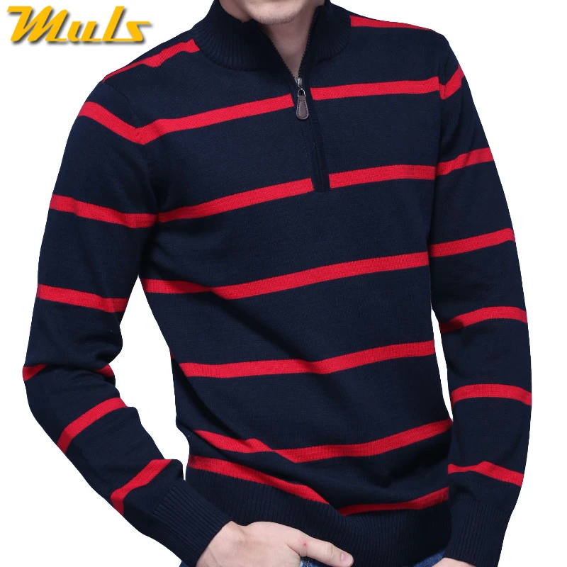 Мужской трикотажный свитер поло в полоску 3 цвета|sweater men pullover|striped sweater menbrand |