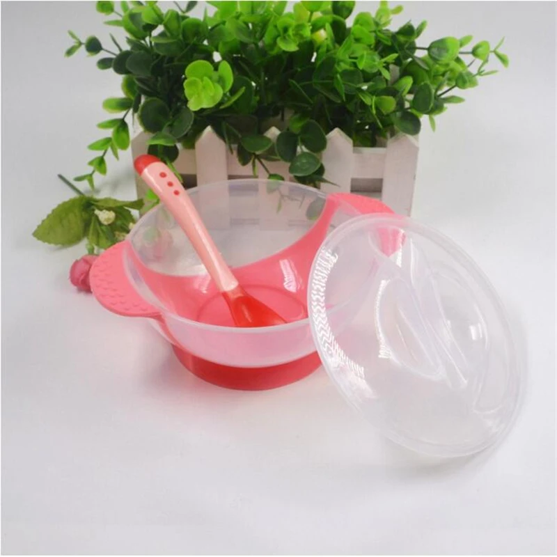 Baby PP Feeding Dinnerware Set Infant With Suction Cup Bowl And Temperature Sensing Spoon Set Kids Training Tableware Baby PP Feeding Dinnerware Set Infant With Suction Cup Bowl And Temperature Sensing Spoon Set Kids Training Tableware