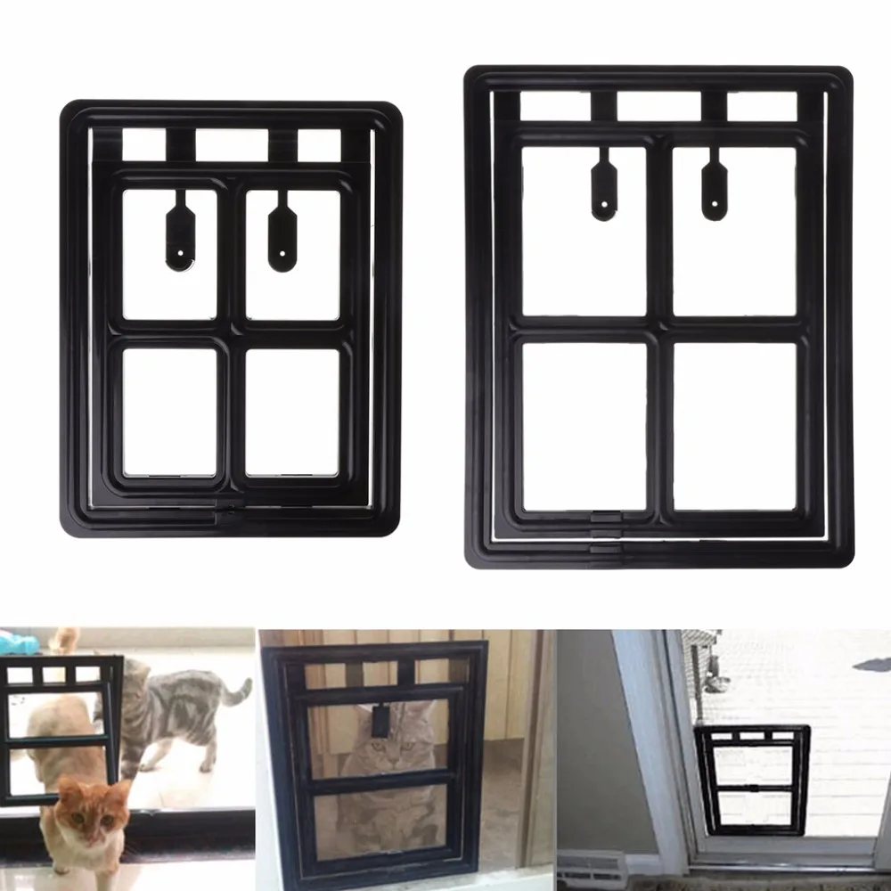 Pet Dog Cat Door Security Auto Lock Mosquito Flap Screen Window Door