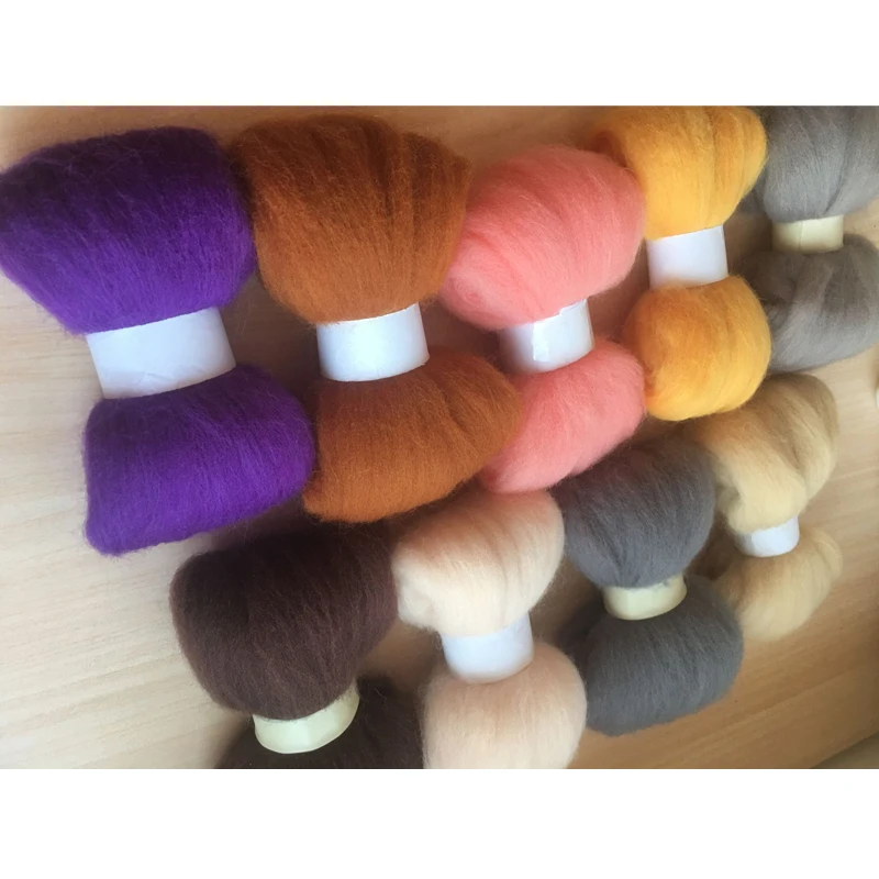 WFPFBEC Queensland sheep wool felt fiber DIY home handmade wool felt poke fun 10g/9pcs/lot 90g+gift