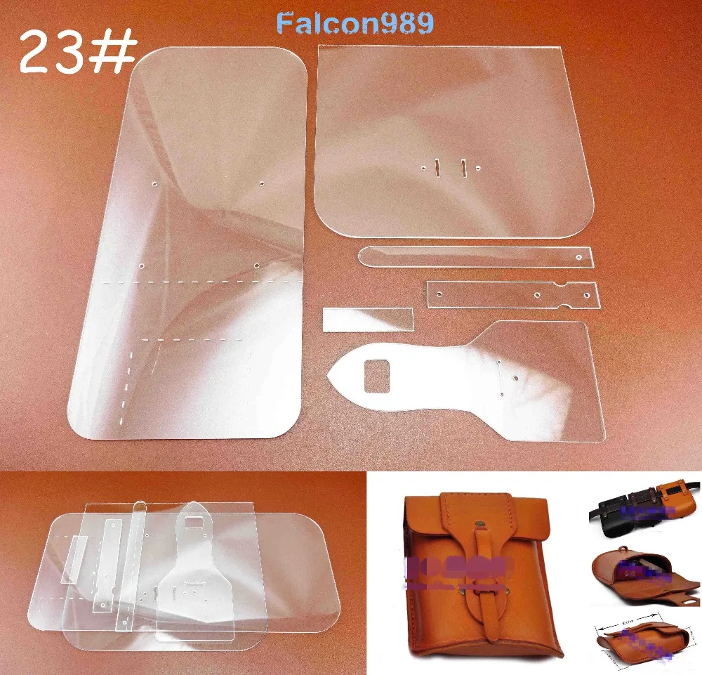 

6pcs Leather Craft Acrylic Perspex Waist Bag Pattern Stencil Template Tool Set Carving Stitching Stamping Knife Cutter Punch Awl