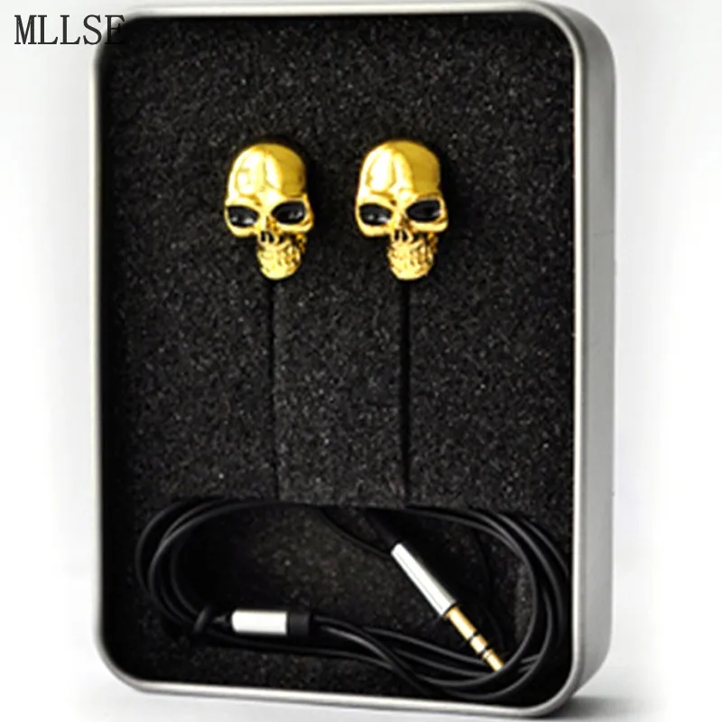 MLLSE de Halloween Cráneo Del Metal En La Oreja Los Auriculares de 3.5mm Estéreo de Auriculares de Música de Alta Calidad Juego de Auriculares para El Iphone Samsung MP3 MP4 PSP